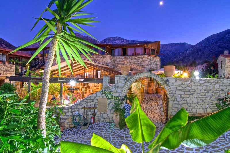 Hotel in Bali Crete - Stone Village - Main Entrance Night